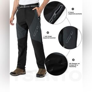 Men's Fleece Lined Winter Pants-Navy Blue & Black- Small/Medium